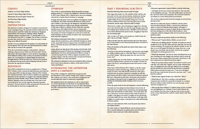 In-Game Text / Game Manual — Heroes of High Fantasy: Fires of War D&amp;D 5th edition adventure